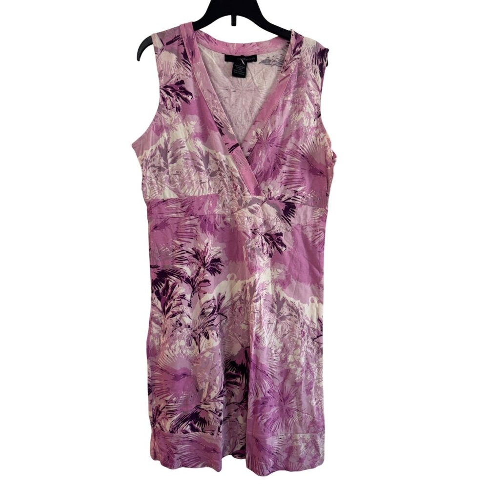 Calvin Klein Jeans Womens Medium Cotton Blend Pink Purple Floral Print Sleeveles